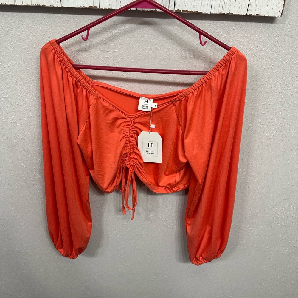 Chic Orange Off-Shoulder Crop Top